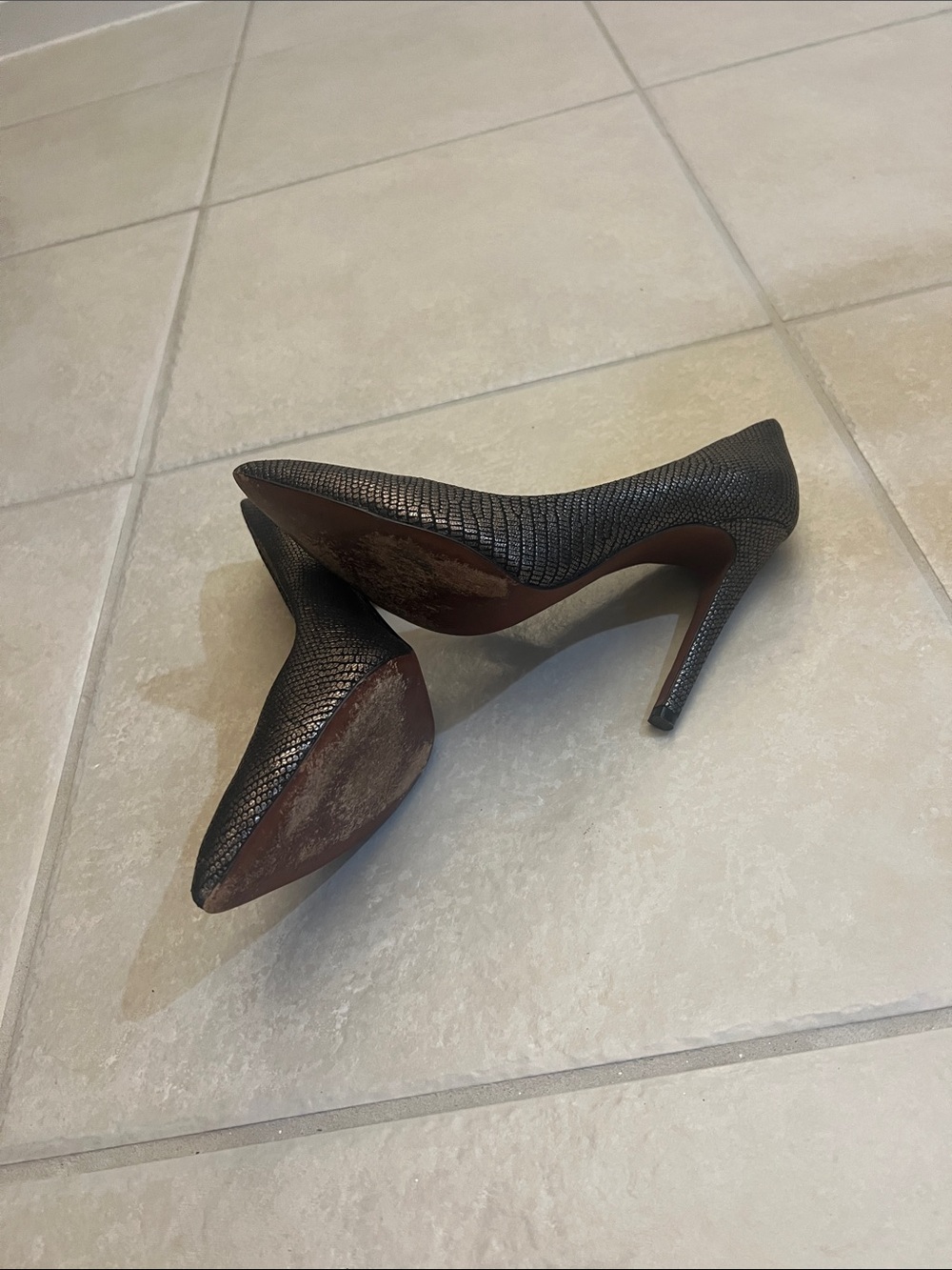 Coach Pointed Toe Metallic Textured Pumps - Women - Picture 9 of 11